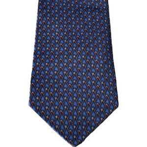 Barrington Mens Silk Necktie Blue Geometric Diamond‎ Pattern Formal Business Tie